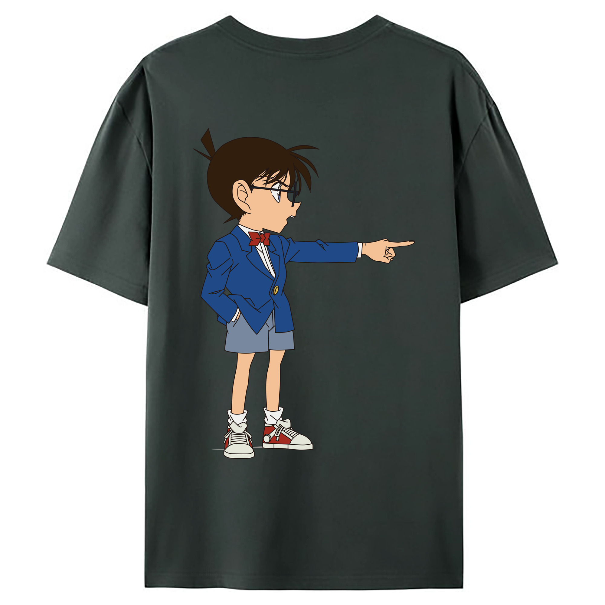 （画像用） 名探偵コナン 江戸川 コナン Detective Conan Conan Edogawa 綿100％ メンズ半袖Tシャツ（バックプリント） 通気性